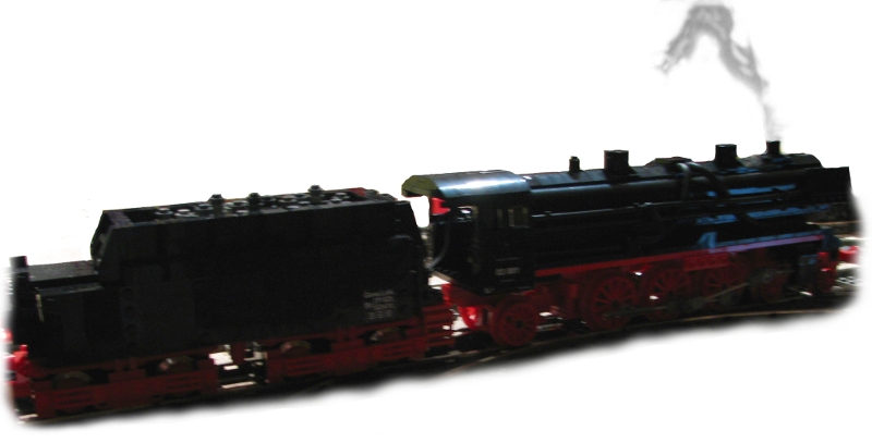 BR03 Smoking Train Engine by Behrens with Big Ben Bricks Train Wheels