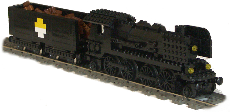 Black Steam Engine with Big Ben Bricks Train Wheels by Emmanual Bernard