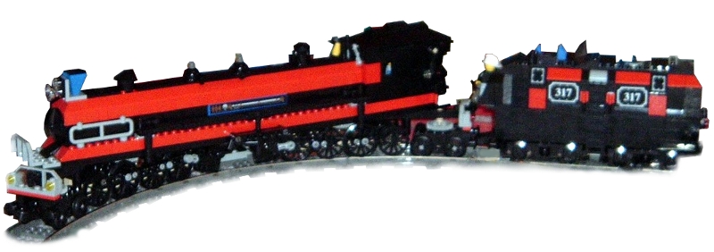 4-8-8-4 Steam Engine by Skeeter Ebersole using Big Ben Bricks train wheels